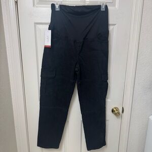 Isabel Black Denim Over the Belly Maternity Cargo Jean Pants Size 14 Straight